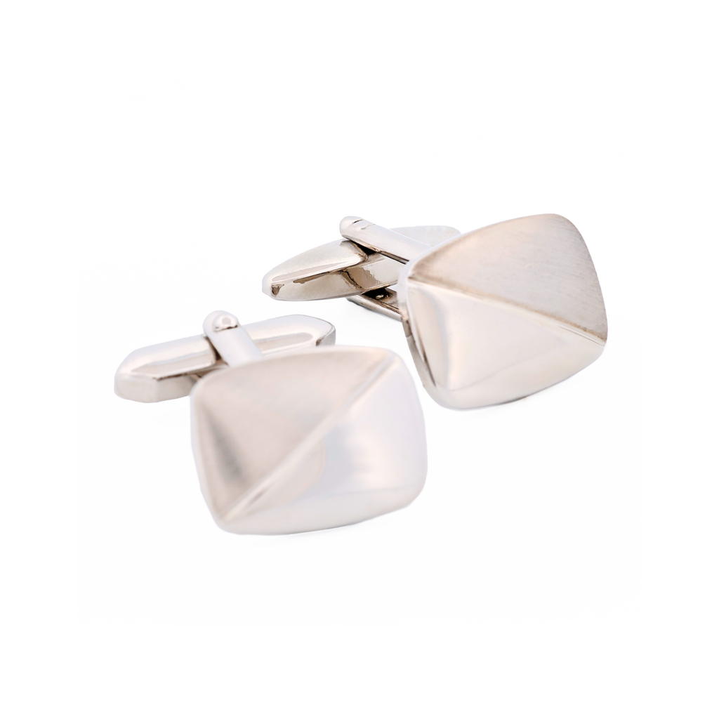 Rh Brush Rhodium Plated Cufflinks