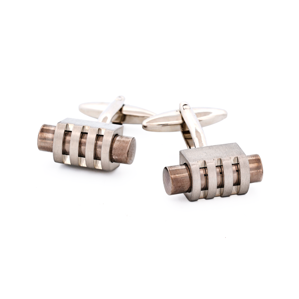 Brush Rhodium Gun Metal Cufflinks