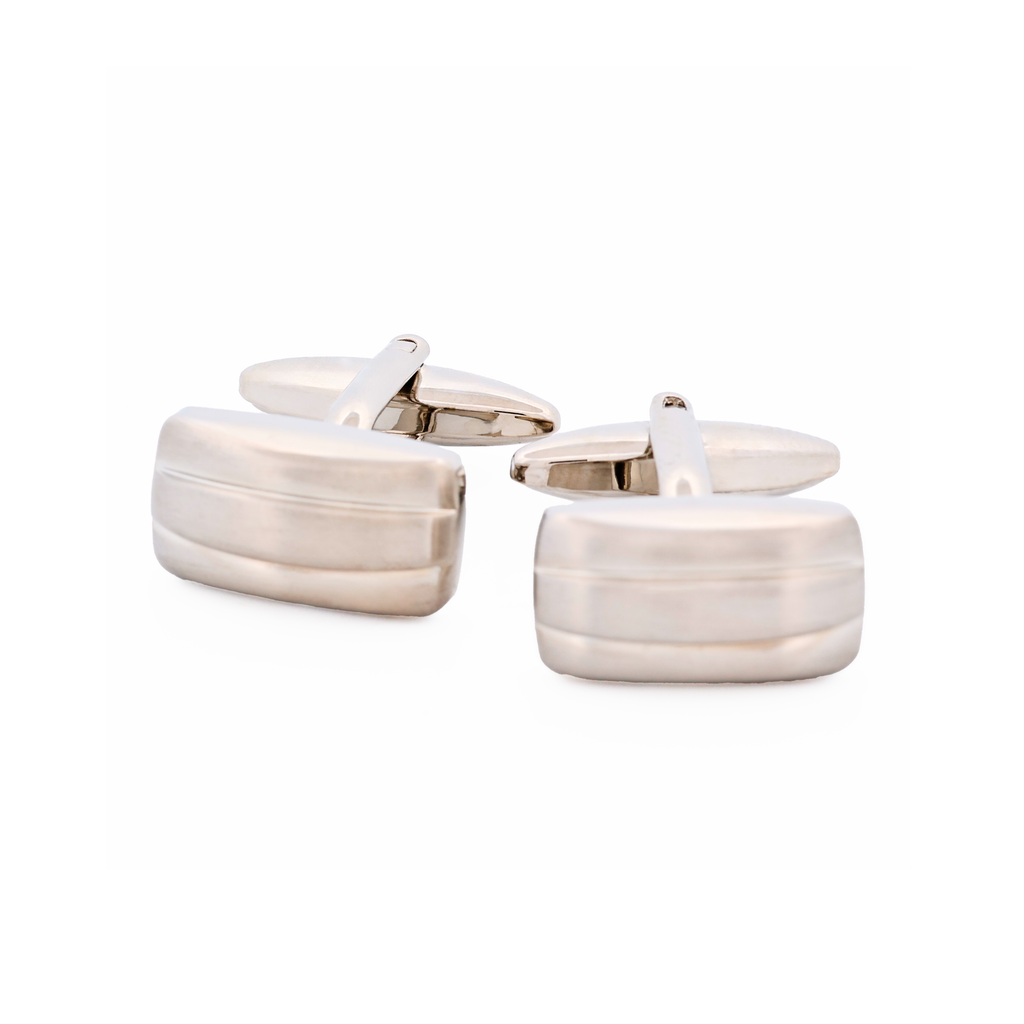 Rh Brush Rhodium Plated Cufflinks