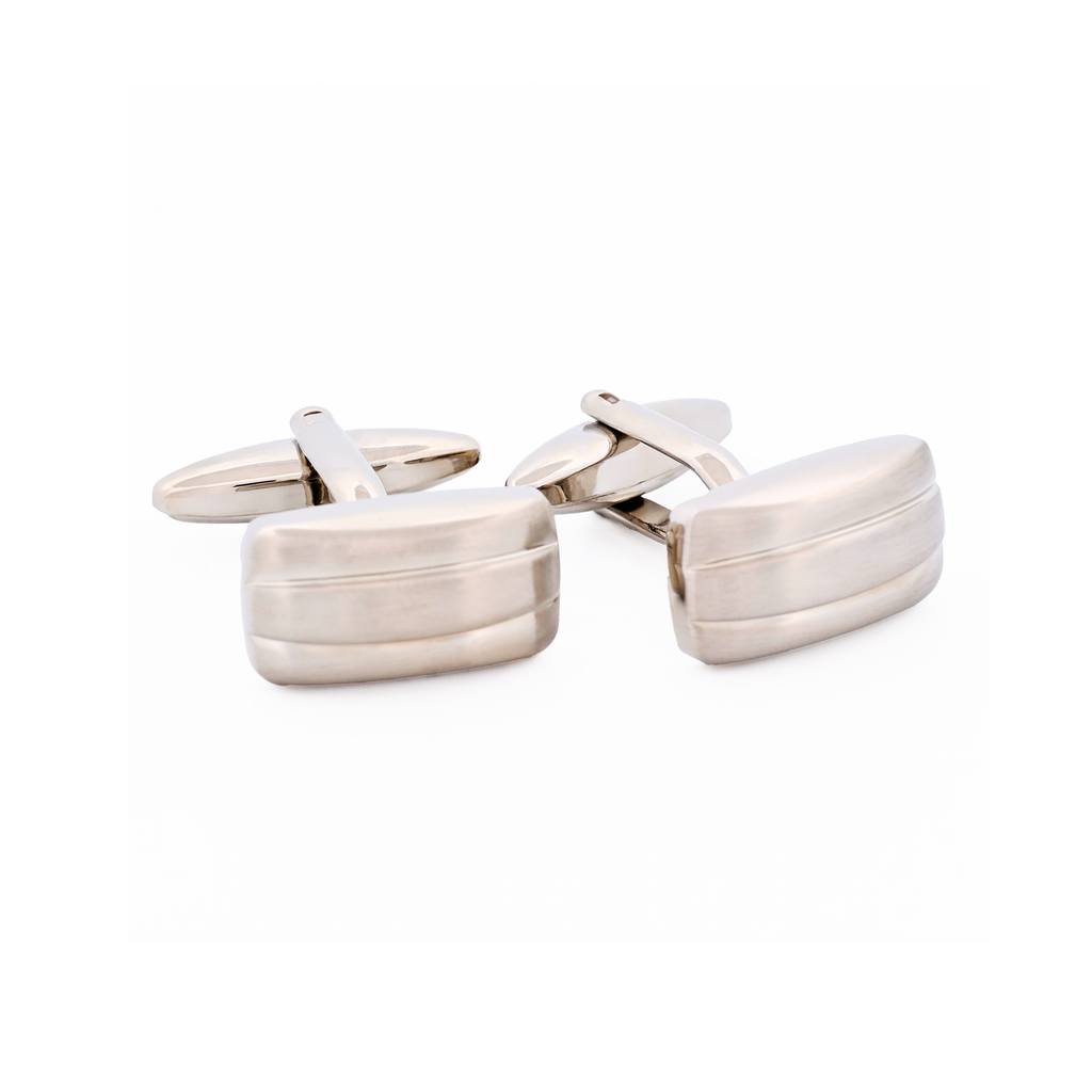 Rh Brush Rhodium Plated Cufflinks