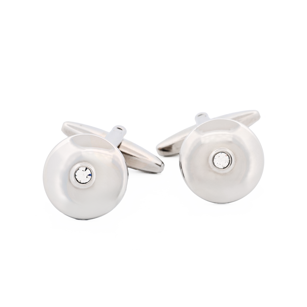 Rhodium Plated Crystal Cufflinks