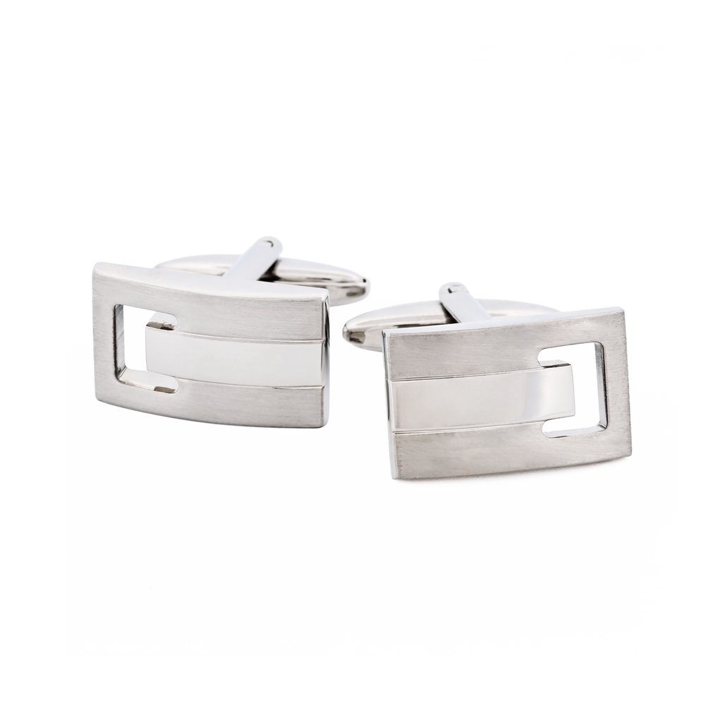 Rhodium Brush Rhodium Cufflinks