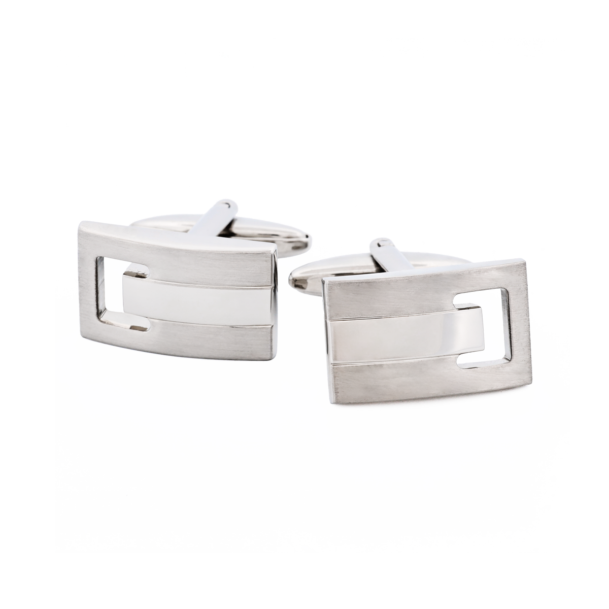 Rhodium Brush Rhodium Cufflinks