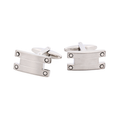 Brushed Rhodium Striped Cufflinks