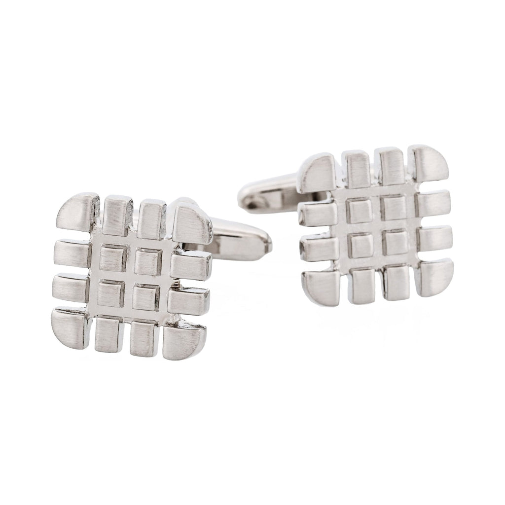 Brushed Rhodium Tyre Tread Cufflinks