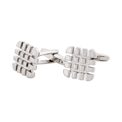 Brushed Rhodium Tyre Tread Cufflinks