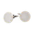 Brushed Rhodium & Gold Screws Round Cufflinks