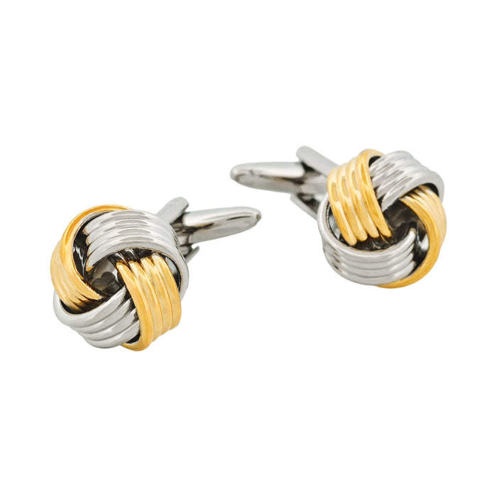 Rh & Gold Plated Knot Cufflinks 242-11