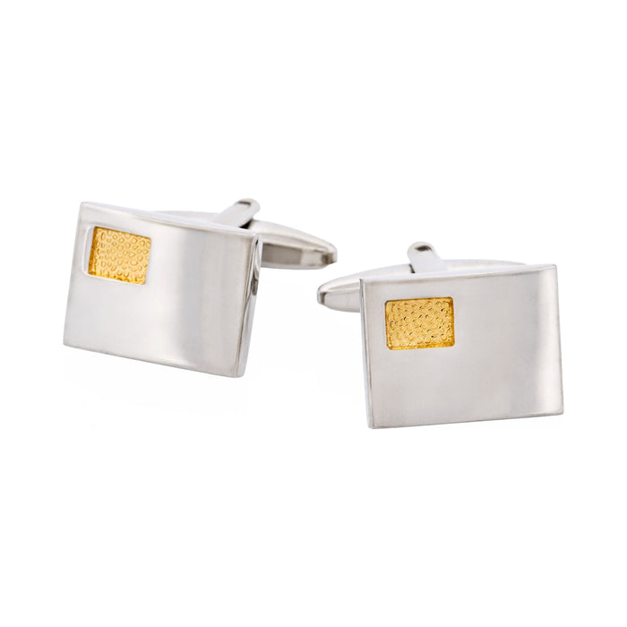 Brushed Rhodium & Gold Plated Cufflinks