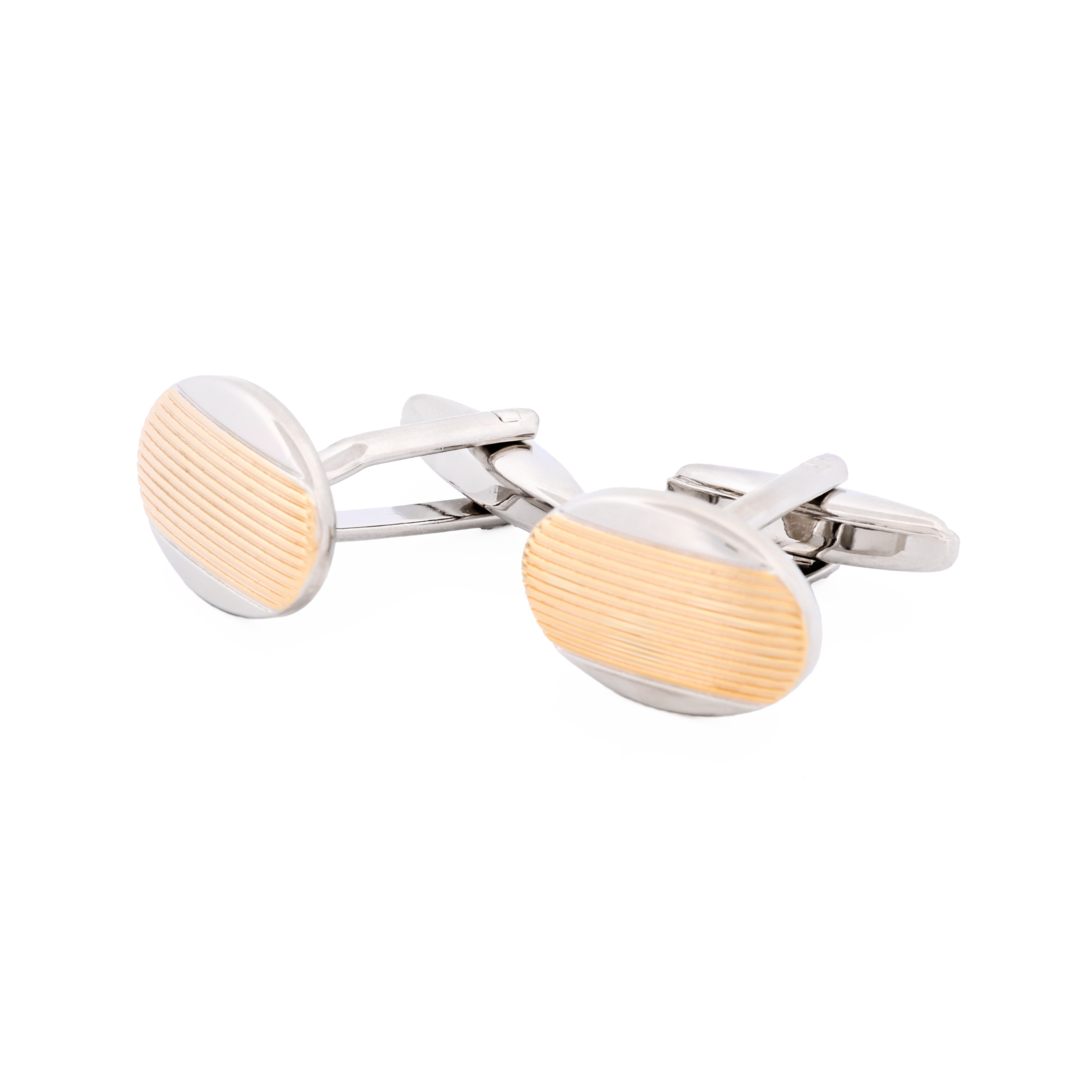 Rhodium & Matt Gold Striped Cufflinks