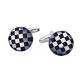 Onyx & Mother Of Pearl Check Round Cufflinks