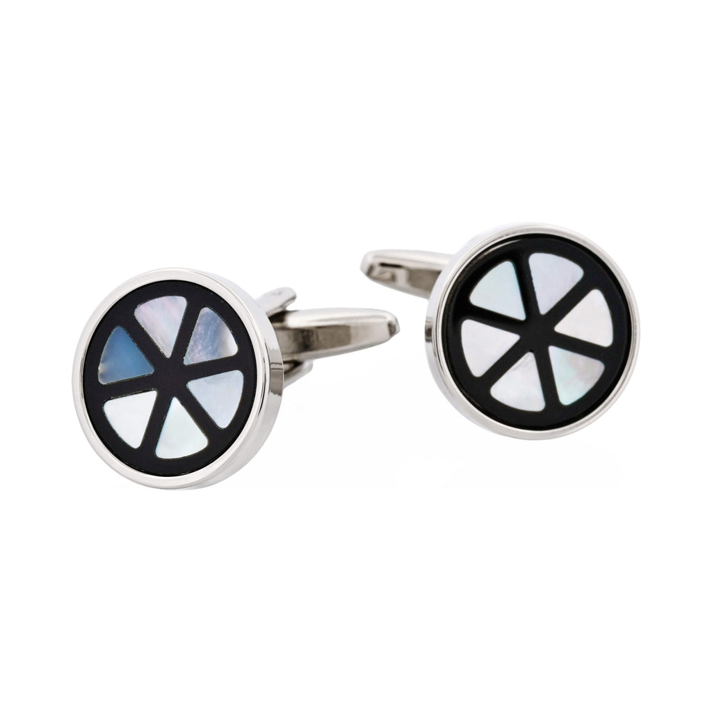 Mop & Onyx Patterned Round Cufflinks