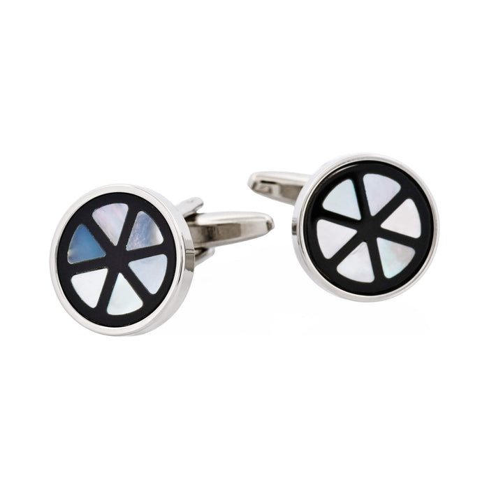 Mop & Onyx Patterned Round Cufflinks
