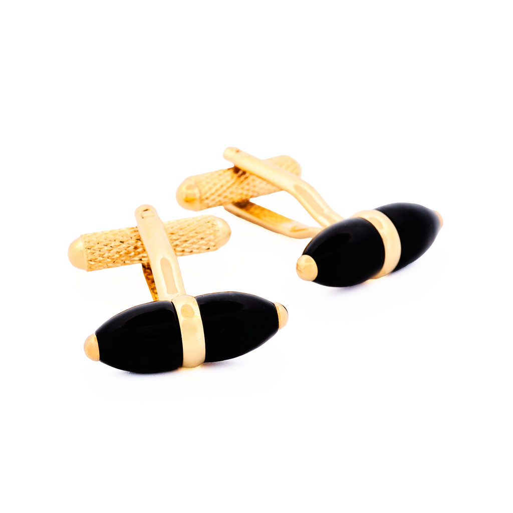 Gold Plated Black Cufflinks