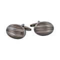 Rhodium & Gun Metal Plated Striped Oval Cufflinks