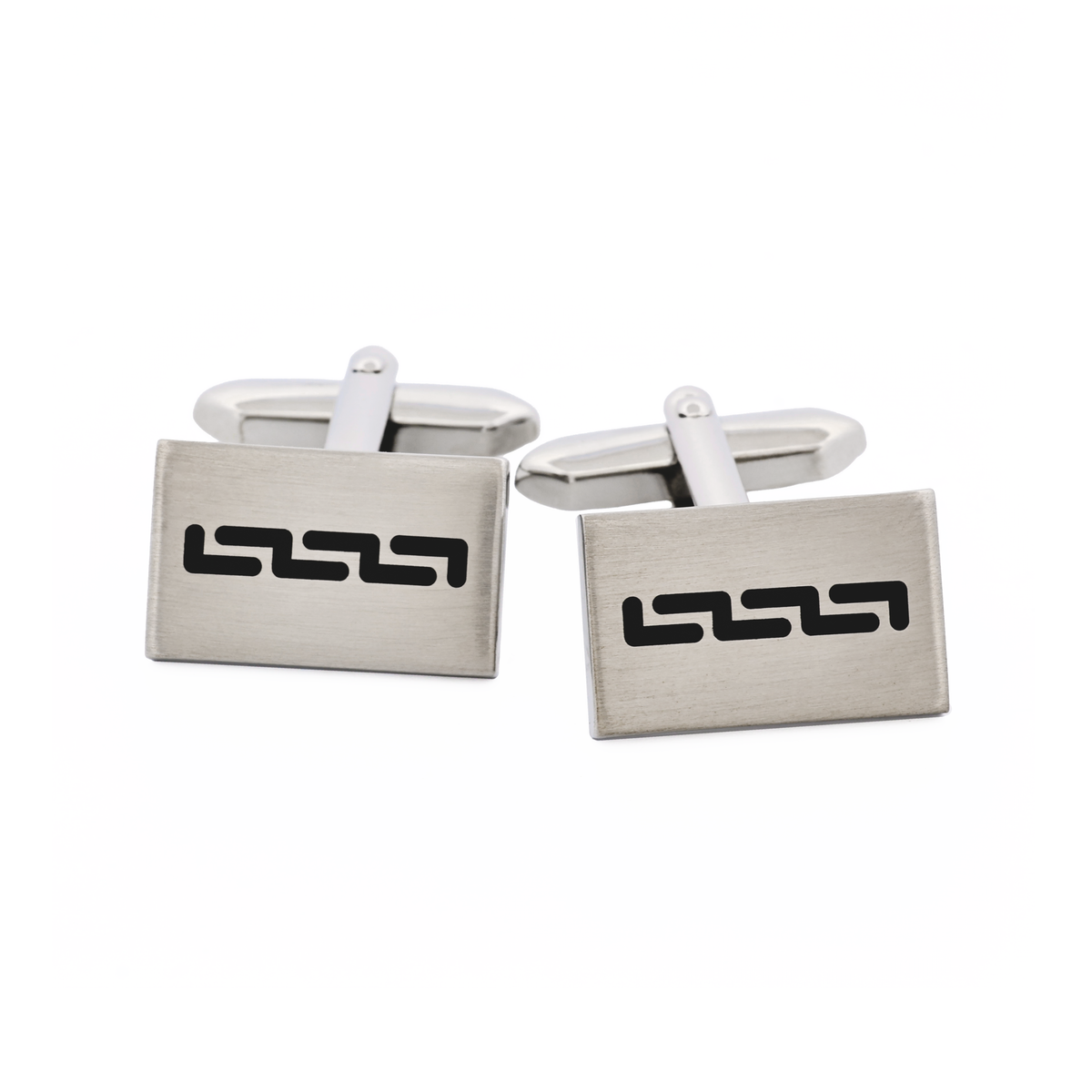 Rhodium Black Enamel Cufflinks