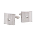 Brushed & Polished Rhodium Plated Crystal Centre Cufflinks