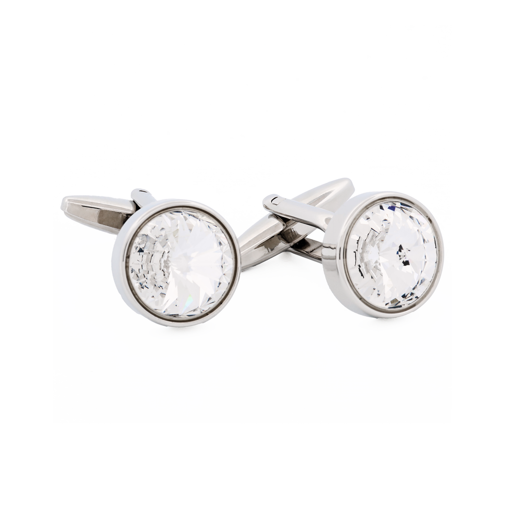 Rhodium Crystal Cufflinks