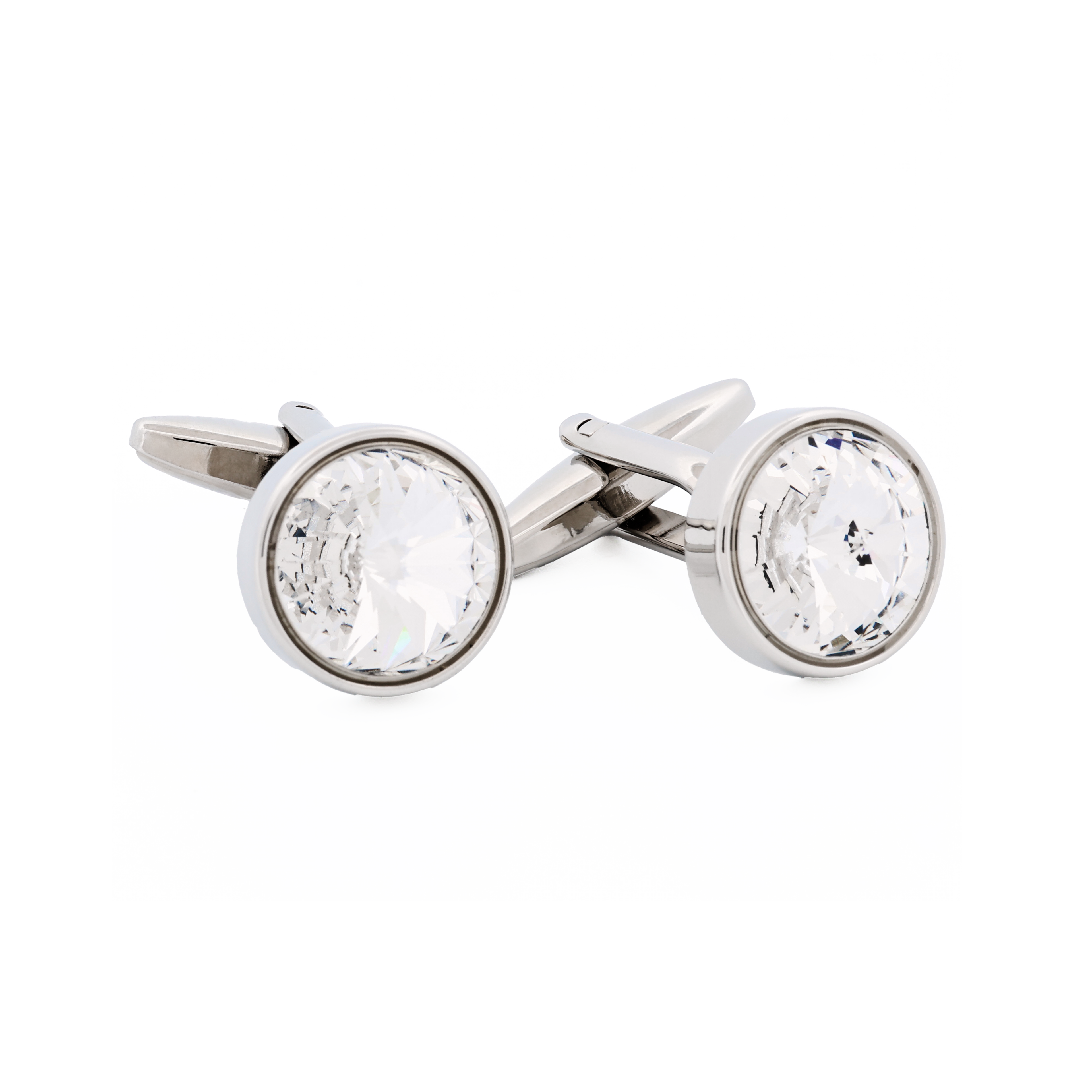 Rhodium Crystal Cufflinks