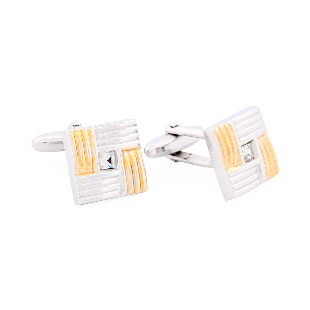 Rhod Gold Plated Cufflinks Cubic Zirconia