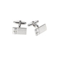 Brushed & Polished Crystal Rectangle Cufflinks