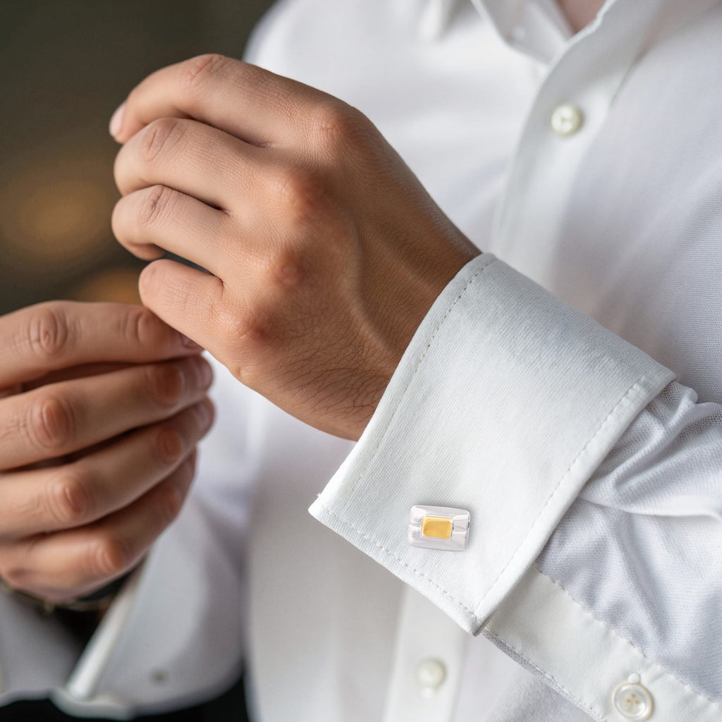 Rhodium & Gold Centre Plated Cufflinks