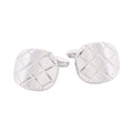 Brushed Rhodium Plated Criss-Cross Patterned Cufflinks