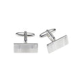 Polished Rhodium Plated Variegated Stripe Pattern Rectangle Cufflinks
