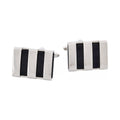 Polished Rhodium Plated Striped Onyx Cufflinks