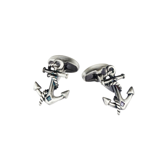 Antique Rhodium Plated Anchor Cufflinks
