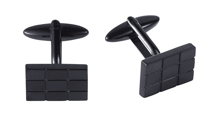 Stainless Steel Ion Plated Black Checker Board Cufflinks