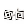 Polished Square Stainless Steel & Blue Enamel Cufflinks