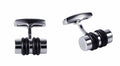 Stainless Steel & Black Rubber Cylinder Cufflinks