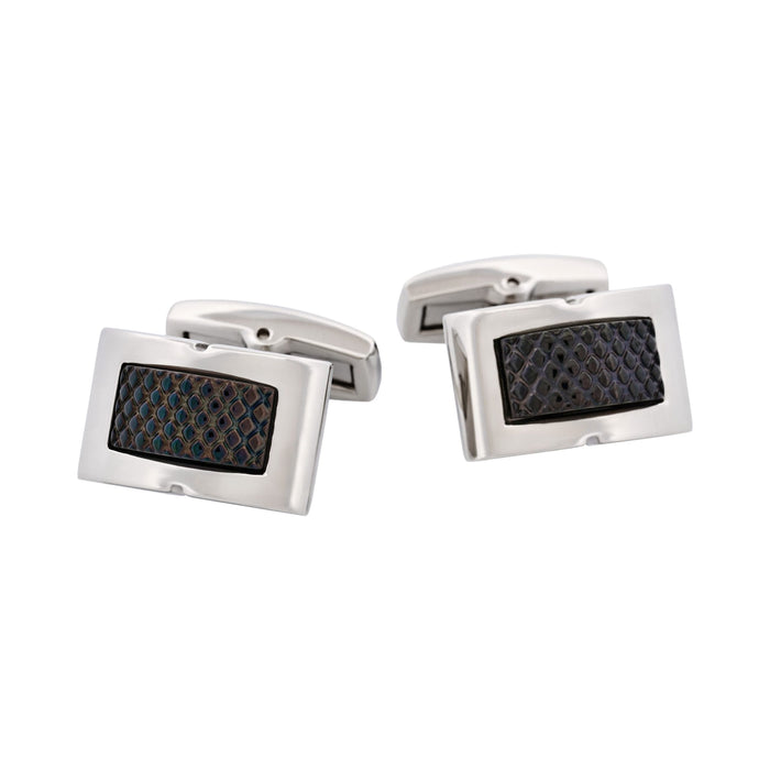 Stainless SteelIon Plated Black Patterned Cufflinks