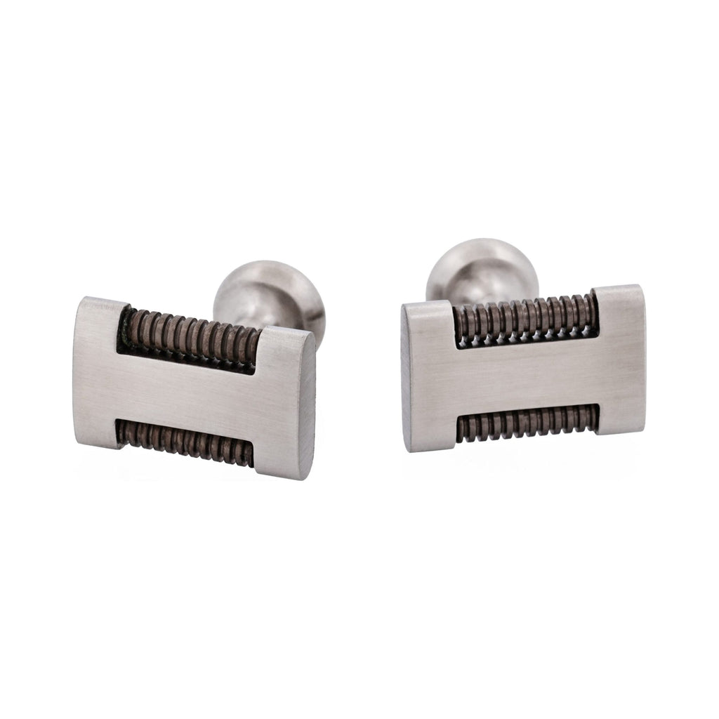 Brushed Stainless Steel & Gun Metal Drill Bar Cufflinks