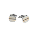 Stainless Steel &Ion Plated Gold & Gun Metal Square Striped Cufflinks