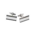 Brushed & Polished Stainless Steel Rectangle Cufflinks