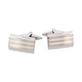 Polished Stainless Steel & Brushed Silver-Toned Inlay Cufflinks
