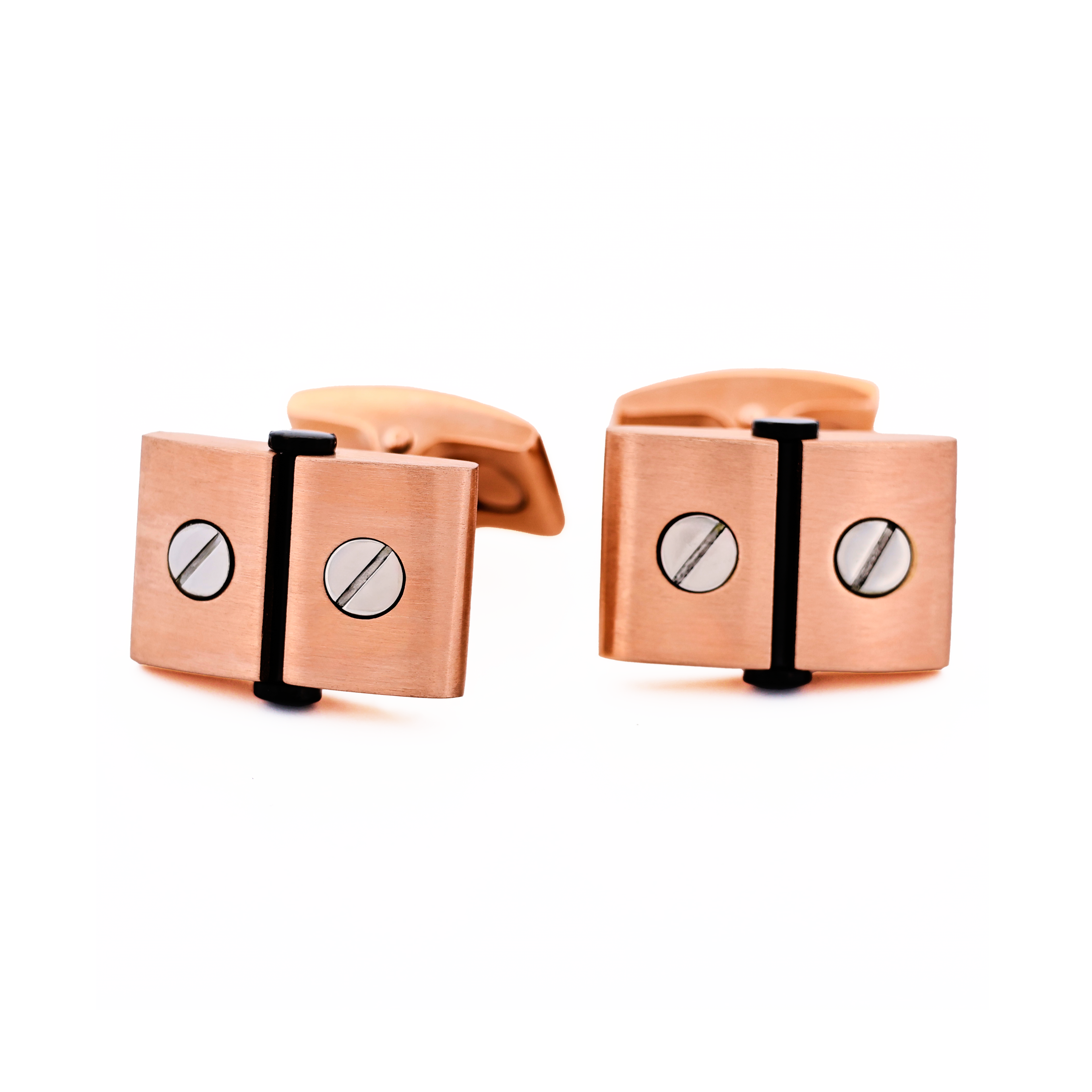 Stainless Steel &Ion Plated Rose Gold &Ion Plated Black Screw Cufflinks