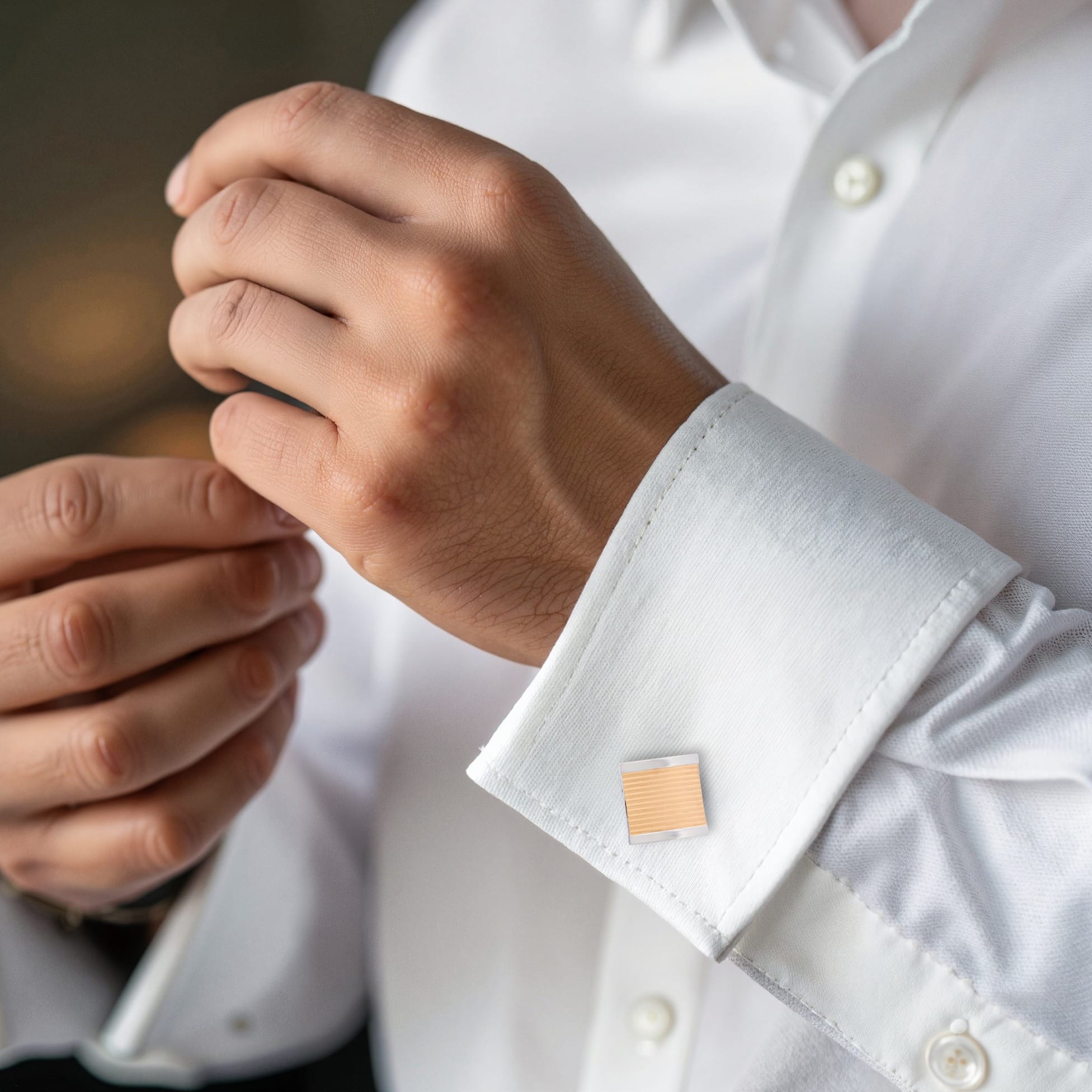 Stainless Steel &Ion Plated Matt Striped Cufflinks