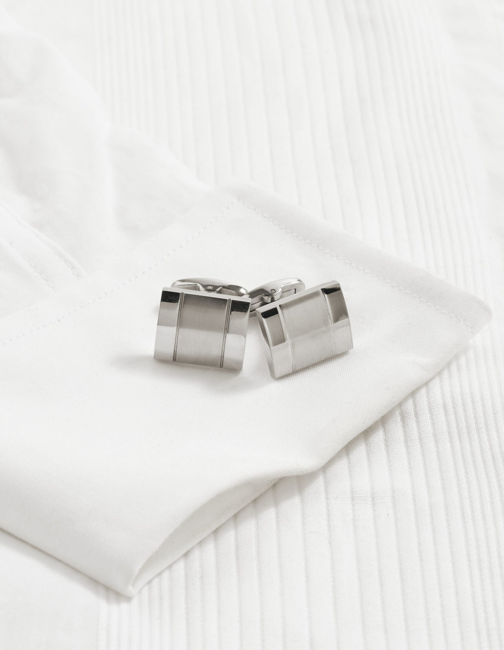 Brushed & Polished Stainless Steel Cufflinks
