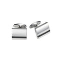 Polished Stainless Steel Curved Face & Onyx Cufflinks