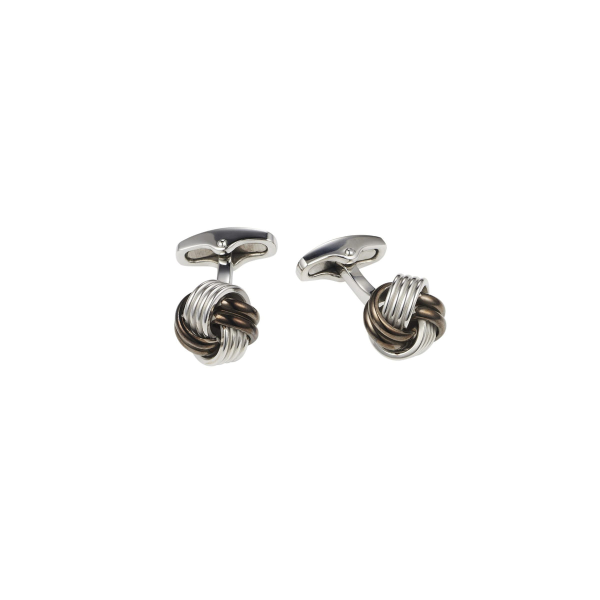 Stainless Steel &Ion Plated Gun Metal Knot Cuffinks