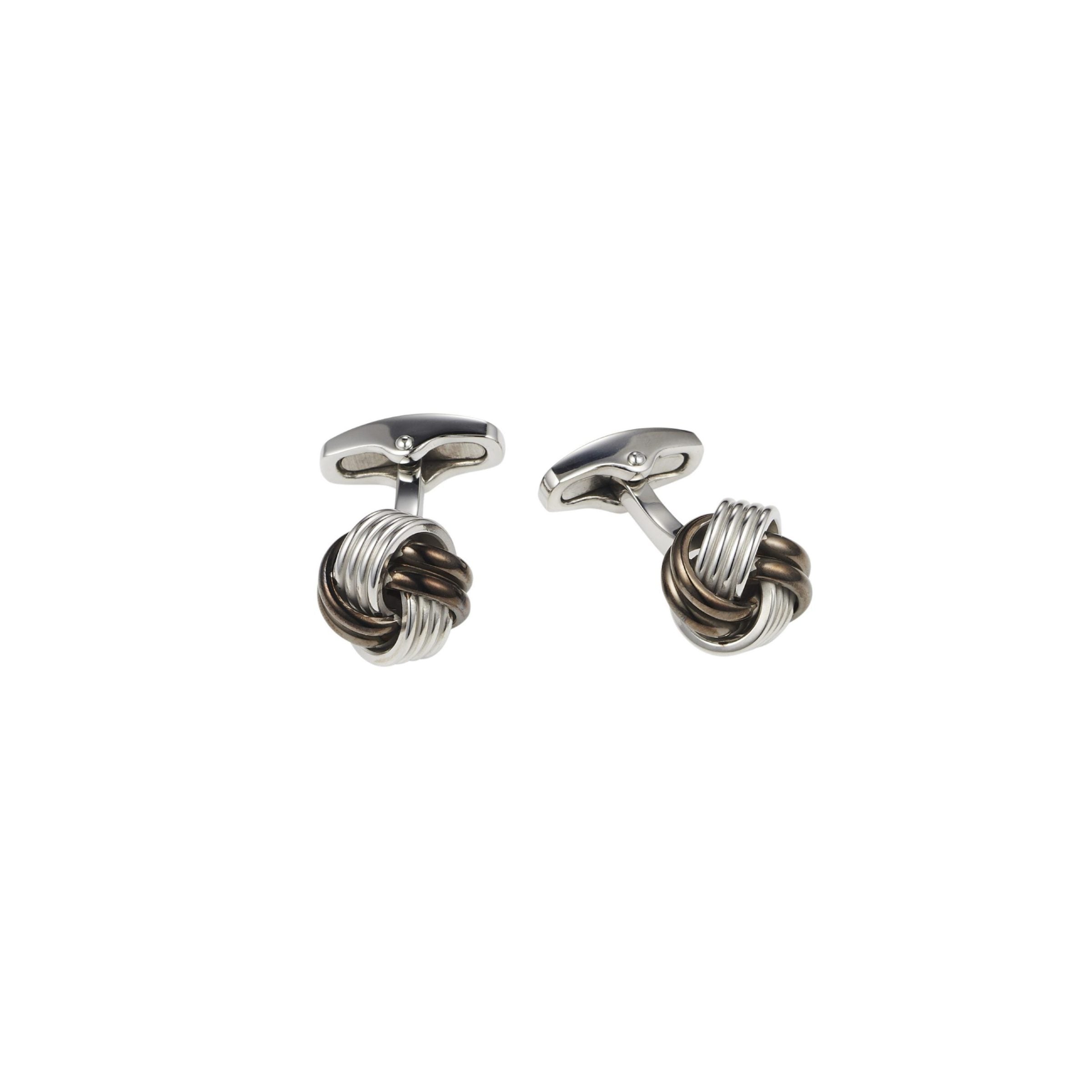 Stainless Steel &Ion Plated Gun Metal Knot Cuffinks