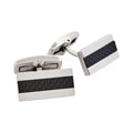 Rectangular Polished Stainless Steel & Carbon Fibre Cufflinks