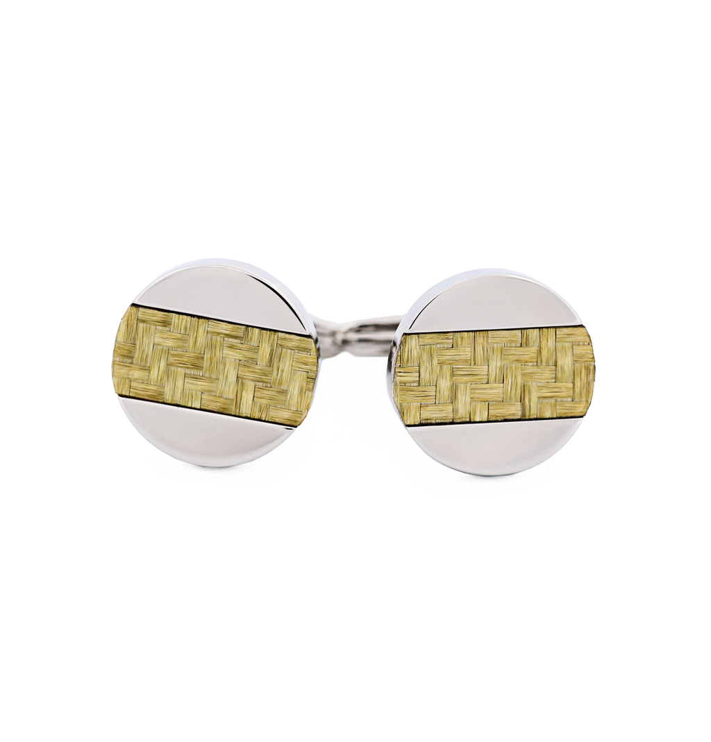 Stainless Steel Yellow Fibreglass Cufflinks