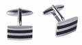 Polished Stainless Steel Ion Plated Black Striped Cufflinks