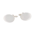 Polished Rhodium Plated Sterling Silver Oval Cufflinks