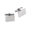 Polished Rhodium Plated Sterling Silver Flat Rectangle Cufflinks