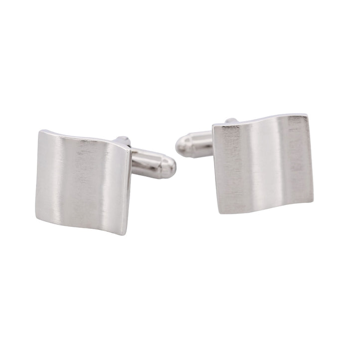 Brushed Rhodium Plated Sterling Silver Wave Cufflinks